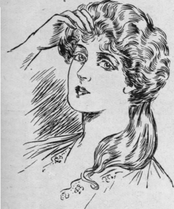 As a variation in style a waved chignon with a  torsade,  or tied coil, is effective. To make this, the foundation is tied and drawn through an oval pad fixed low on the head