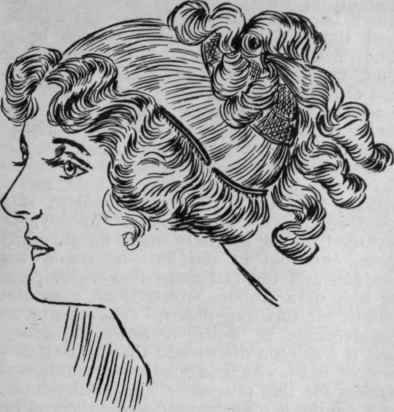 Fig. 2. The margin of waved hair left round forehead and ears is quite narrow, leaving more hair for the curls which must cover