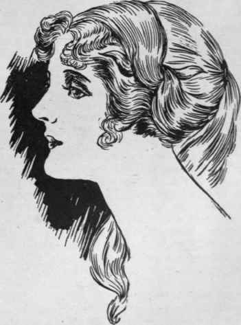 Fig. 3. Showing the swathe arranged flat on the head. This should be adjusted after the curls are made when actually dressing