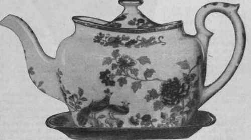 Teapot and stand of Spode ware, printed in black and painted in enamel colours and gold in the Chinese style