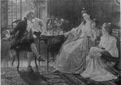 The First Audience Oliver Goldsmith reading his comedy,  She Stoops to Conquer,  to Mary Horneck, the beautiful  Jessamy Bride,  and her sister Catherine. These famous beauties of the eighteenth century were devoted admirers of Goldsmith '* 