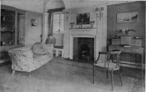 The aim of those responsible for the drawing room should be an effect of refinement and daintiness. There should not be, however unnecessary or flimsy furniture nor should the room be overcrowded with nicknacks E. Brantwood Maufe, architect