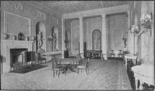 The dining room, Lansdowne House. This stately mansion has been the scene of political receptions and entertainments unrivalled for their magnificence and brilliance Photo, Reginald Haines