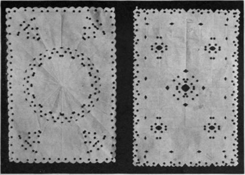 Two pretty tray cloths of different patterns suitable for the early morning tea tray