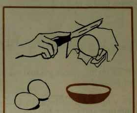 Break soft cooked eggs by cracking sharply with a knife.