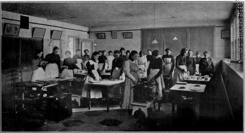 A Section of Class in Cookery at Work