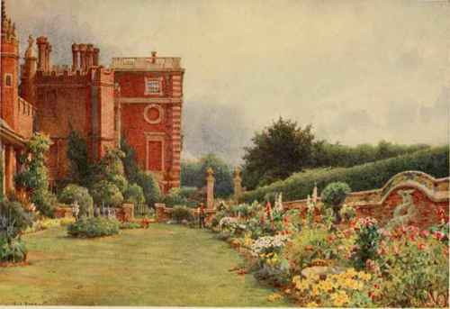 From a Water Colour Drawing by E. A. Rowe. The Private Garden.at Hampton Court.
