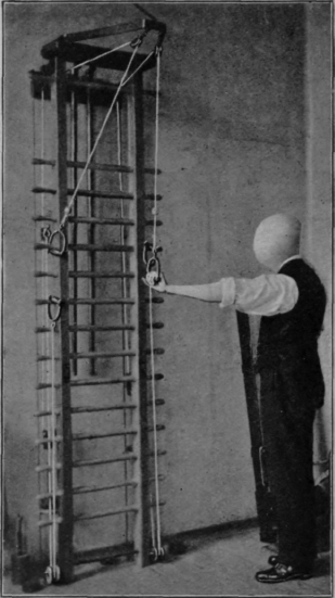 Fig. 60.   In this position the clavicular and acromial portions of the deltoid contract and relax in unison