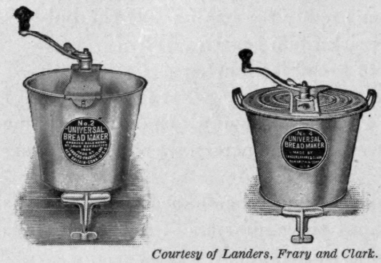 Fig. 28. An inexpensive bread mixer, cover on and off.