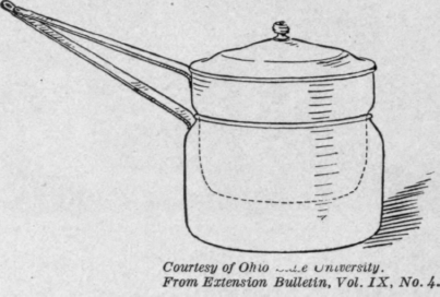 Fig. 71. A double boiler is used for steaming cereals. The lower part should be one third full of water.