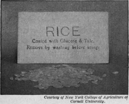 Fig. 73. Pure food regulations require the dealer to label coated rice.