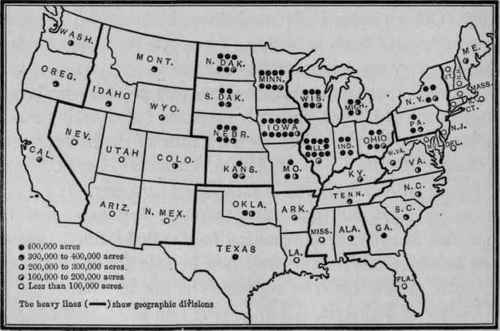 OATS ACREAGE BY STATES 1909.