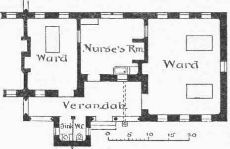 Fig. 4. Plan of Conveniences for Small Isolation Wards.