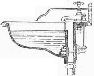 Fig. 42. Lavatory with Open top Overflow and Side motion Waste Valve.