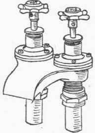 Fig. 84. Hot and Cold Taps with Mixing Box.