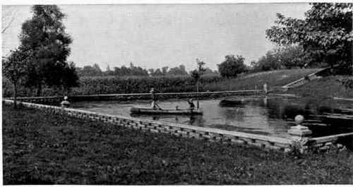 Fish pond, with concrete block wall, on an Indiana Farm.