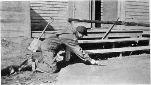 Smoothing up the surface a little with a steel trowel. Too much troweling will make the surface slippery. A wood float finish is better.