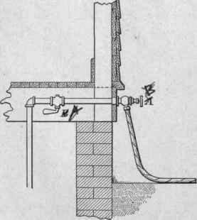 Fig. 75. Sill cock in place attached to the water pipe.