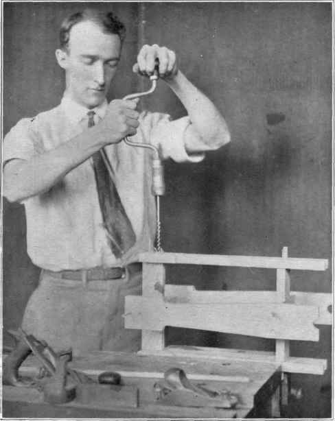 Fig. 137. Boring the holes for the dowels.