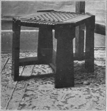 Fig 152 Mahogany stool with woven reed seat.