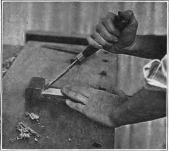 Fig. 41. Trimming a miter.
