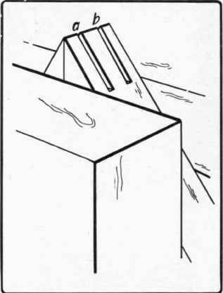 Fig. 83. Kerfs cut in corner of picture frame to receive slip feathers.
