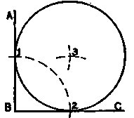 Draw an arc or a circle tangent to a right angle.