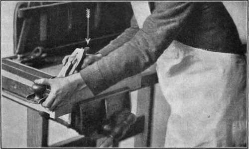 Fig. 37.   Ending the Stroke with a Jack Plane.