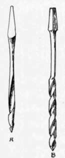 Fig. 43. A, German bit; B, twist drill.