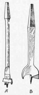 Fig. 44. A, extension bit; B, center bit.