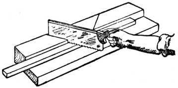 Fig. 324.   Sawing Block for Mitreing.