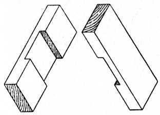 Fig. 62.   The Two Pieces of a Halved Joint.
