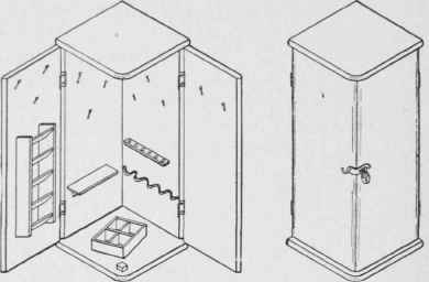The corner cabinet open and closed