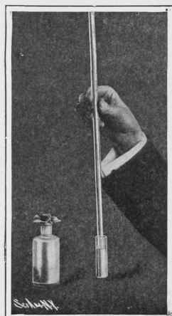 The tube immersed in the mercury receptacle