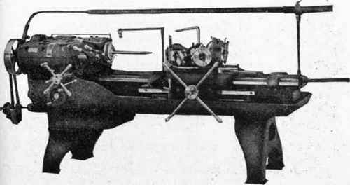 Fig. 299. Flat Turret Lathe, with Special Tools Bolted to Top of Flat Plate Courtesy of Jones and Lamson, Springfield, Vermont