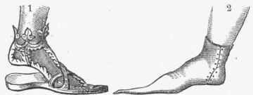 1. From a Portrait of the Emperor Frederick III. 2. Italian Shoe of the 14th Century.