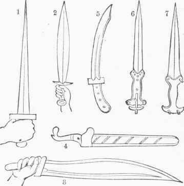 1. Greek Sword, from a Monument. 2. Greek Sword in the Royal Antiquarium, Berlin.