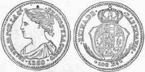 One Hundred Reales, Isabella II. (Gold).