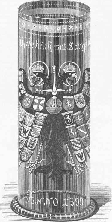 Engraved Bohemian Drinking Glass.