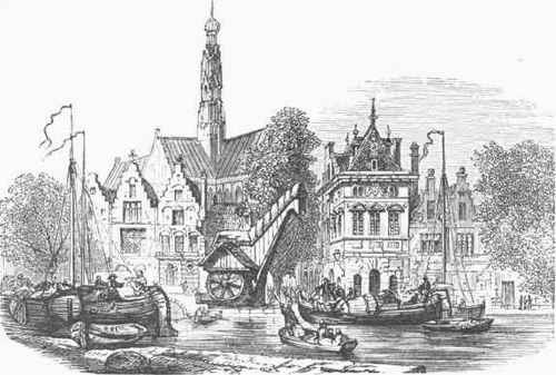 Quay of the Grain Market, with St. Bavon's Church.