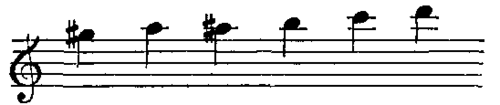 Notation: G5# A5 A5# B5 C6 D6.