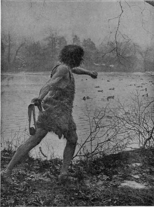 The Sling Man in Action Practice developed some wonderful marksmen among the users of this primitive weapon.