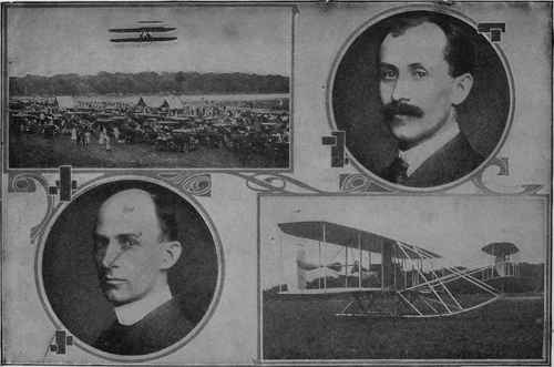 The Wright Brothers and their Famous Aeroplane The machine is shown in action and resting on the ground. The pictures were taken during the army test flights at Fort Myer, Virginia.