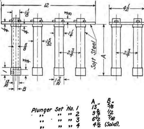 Dimensional drawing of plungers.