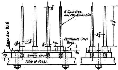 Dimensional drawing of spindles.