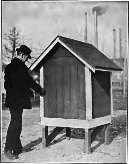 Exterior view of detonating cap storage shed.
