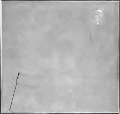 Rocket functioning showing parachute opening.